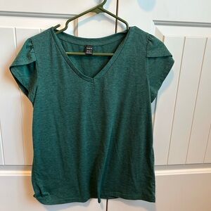 & Other Stories Green V-Neck Short Sleeve Top